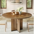 thumbnail image 2 of Fnova 39.37" Modern Round Dining Table for 4 with Wood Tabletop, Kitchen Table for Dining Room, Brown, 2 of 13