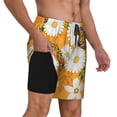 thumbnail image 3 of Picia White Floral and Butterflies pattern Mens Swim Trunks with Compression Liner Stretch Beach Shorts Quick Dry with Zipper Pockets No-Chafing Board Shorts-Large, 3 of 9