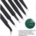 thumbnail image 5 of Juego de 6 pinzas de precisión de acero inoxidable antiestático, curvas y mejoradas, para electrónica, laboratorio, joyería y manualidades., 5 of 5