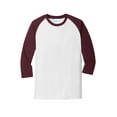 thumbnail image 5 of Port & Co Adult Male Men Heather Long Sleeves T-Shirt Wht/Ath Maroon Medium, 5 of 6