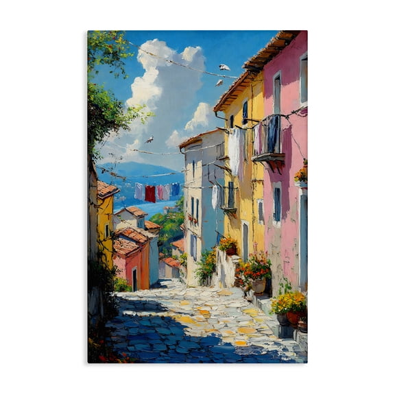 Stupell Industries Coastal Colorful Coastal Town Canvas Art, 16 x 24, by Creative Studio