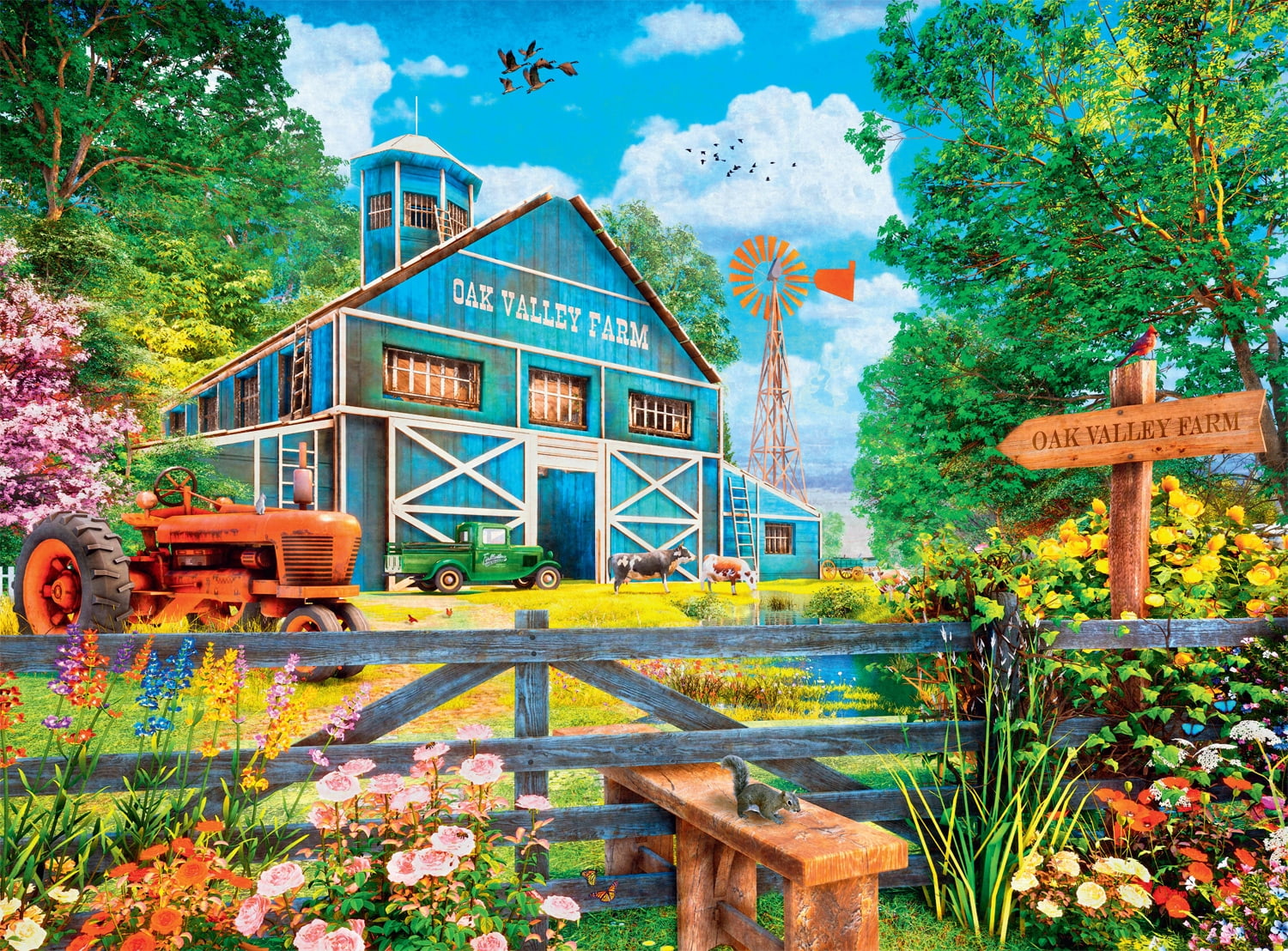 Buffalo Games 1000-Piece Country Life Oak Valley Farm Interlocking Jigsaw Puzzle