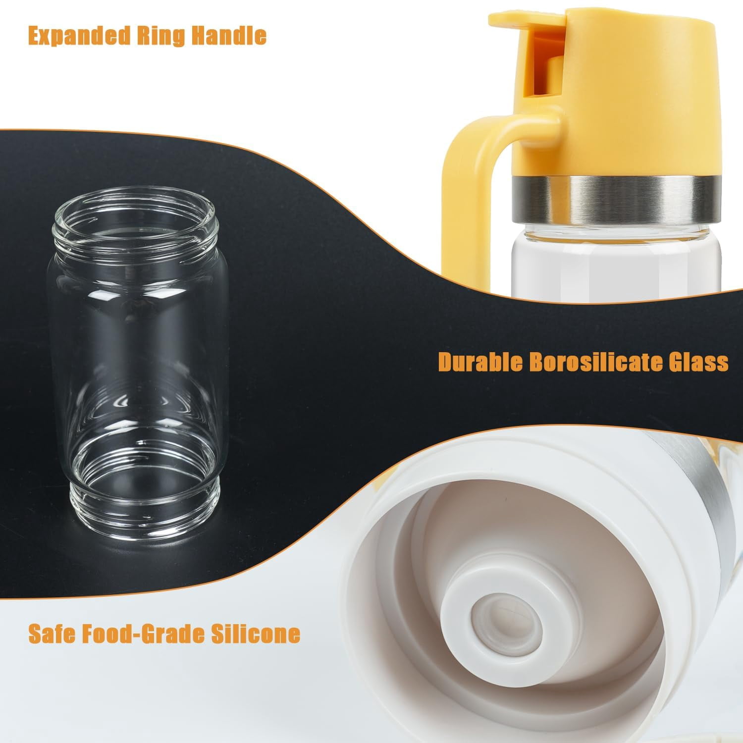 2026 Upgrade Honey Dispenser No Drip with Base, 12Oz Handle Glass Honey Jar pot, Syrup Dispenser for Coffee or Tea, Mess Free Honey Dispenser for Honey and Syrup, Honey Container