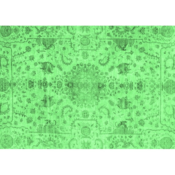Ahgly Company Indoor Rectangle Oriental Emerald Green Traditional Area Rugs, 2' x 4'