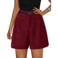 thumbnail image 1 of PRETTYGARDEN Shorts de Mujer de Tiro Alto Pierna Ancha Vino Rojo XL, 1 of 5