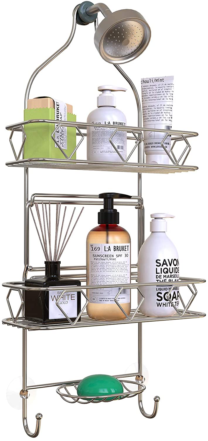 Upgraded! GeekDigg Bathroom Hanging Shower Head Caddy Organizer, Three Tier, Rust Proof Premium