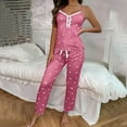 thumbnail image 2 of hotojiny 2 Piece Valentine Pajama Sets for Women Sleepwear Cute Heart Print Sleeveless Cami Tops with Pants Loungewear Outfits, 2 of 6