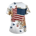 thumbnail image 4 of US 250th Anniversary Scrubs Tops for Women US Flag and Flower Printed Plus Size Scrubs Short Sleeve V-Neck Working Uniform 4th of July Scrub Tops with Pockets, 4 of 4