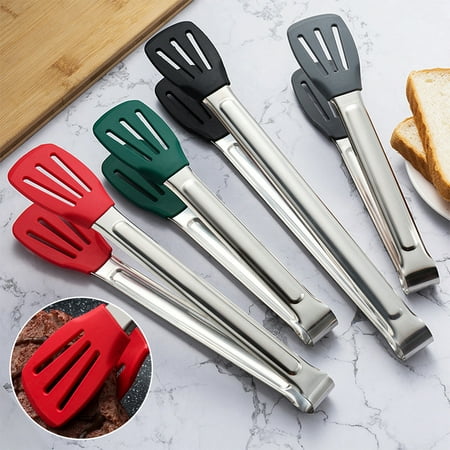 

Stainless Steel Barbecue Tongs with Silicone Head Multipurpose Food Clamp