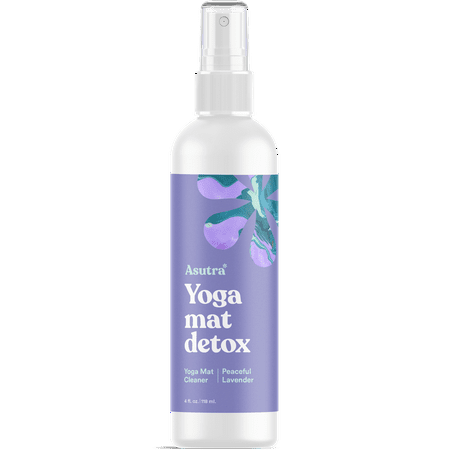 Asutra Natural Organic Yoga Mat Cleaner with Microfiber Towel, Peaceful Lavender, 4 oz.