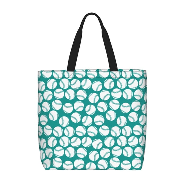 Fotbe Green Baseball Bolsa Tote con Estampado para Mujer, Bolsos con Cremallera, Bolsa de Hombro Casual de Gran Capacidad con Bolsillos Internos