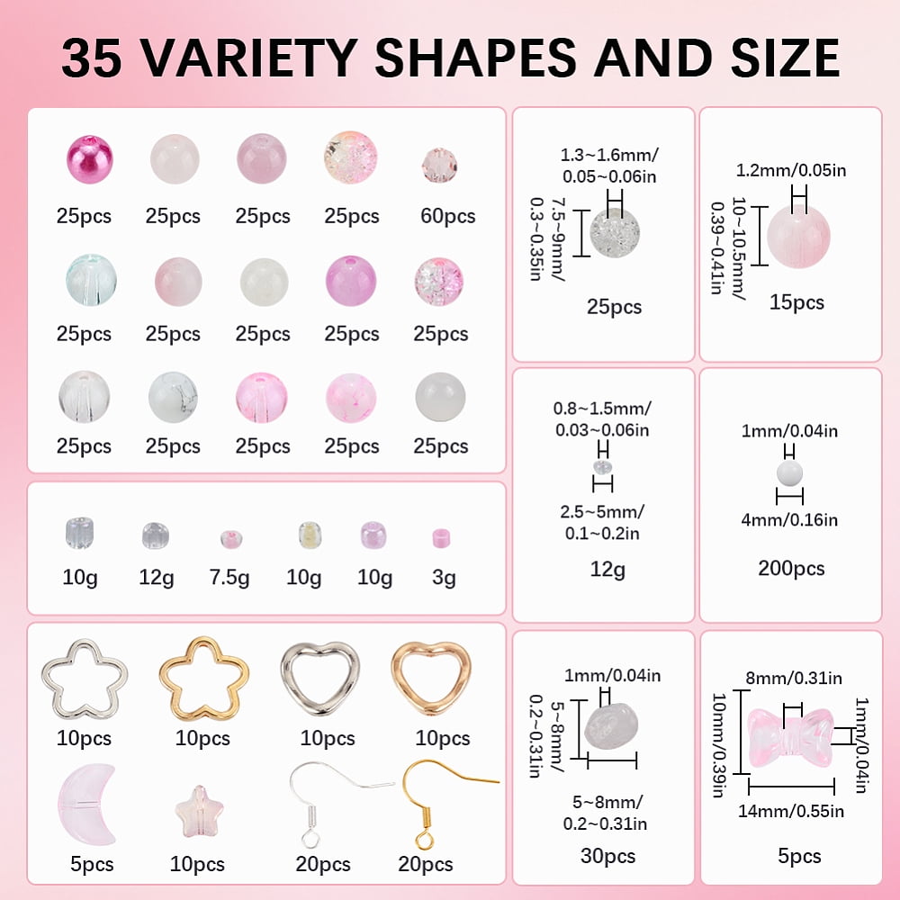 DIY Round Glass Beads Seed Beads Dangle Earring Making Kits Pink 8x7.5mm Hole: 2mm 25pcs