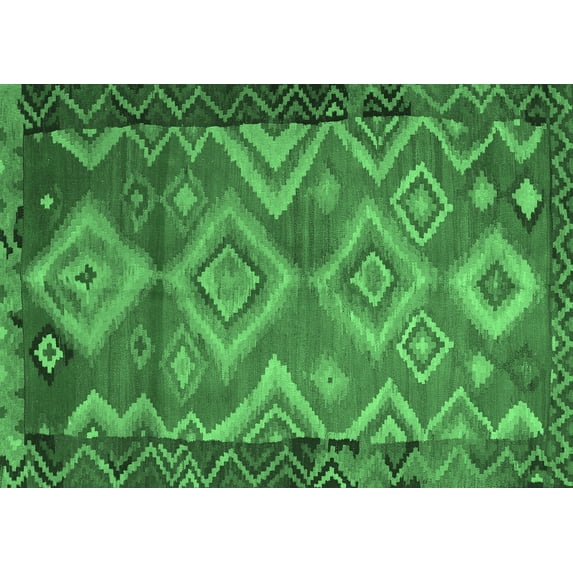 Ahgly Company Indoor Rectangle Southwestern Emerald Green Country Area Rugs, 4' x 6'