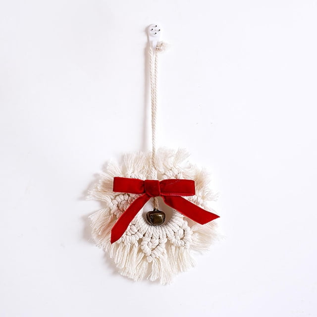 Decoración navideña bohemia, adorno de macramé nieve, colgante de pared tejido hecho a mano para el hogar, decoraciones para fiesta de Macarena Copo de nieve de macramé