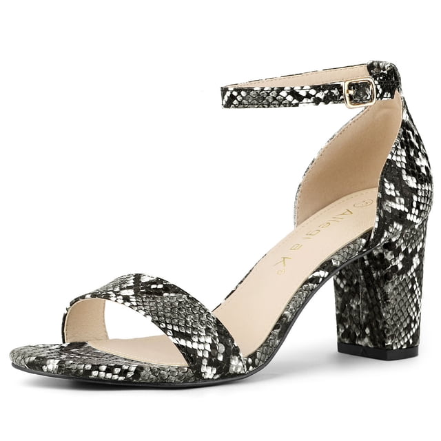 Sandalias Allegra K Correa del Tobillo estampado de serpiente tacones Gruesos Negro 41 EU