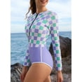 thumbnail image 4 of Asoul Womens Rash Guard UPF 50+ Long Sleeve Swim Shirt One Piece Bathing Suits Zipper Swimsuit, 4 of 8