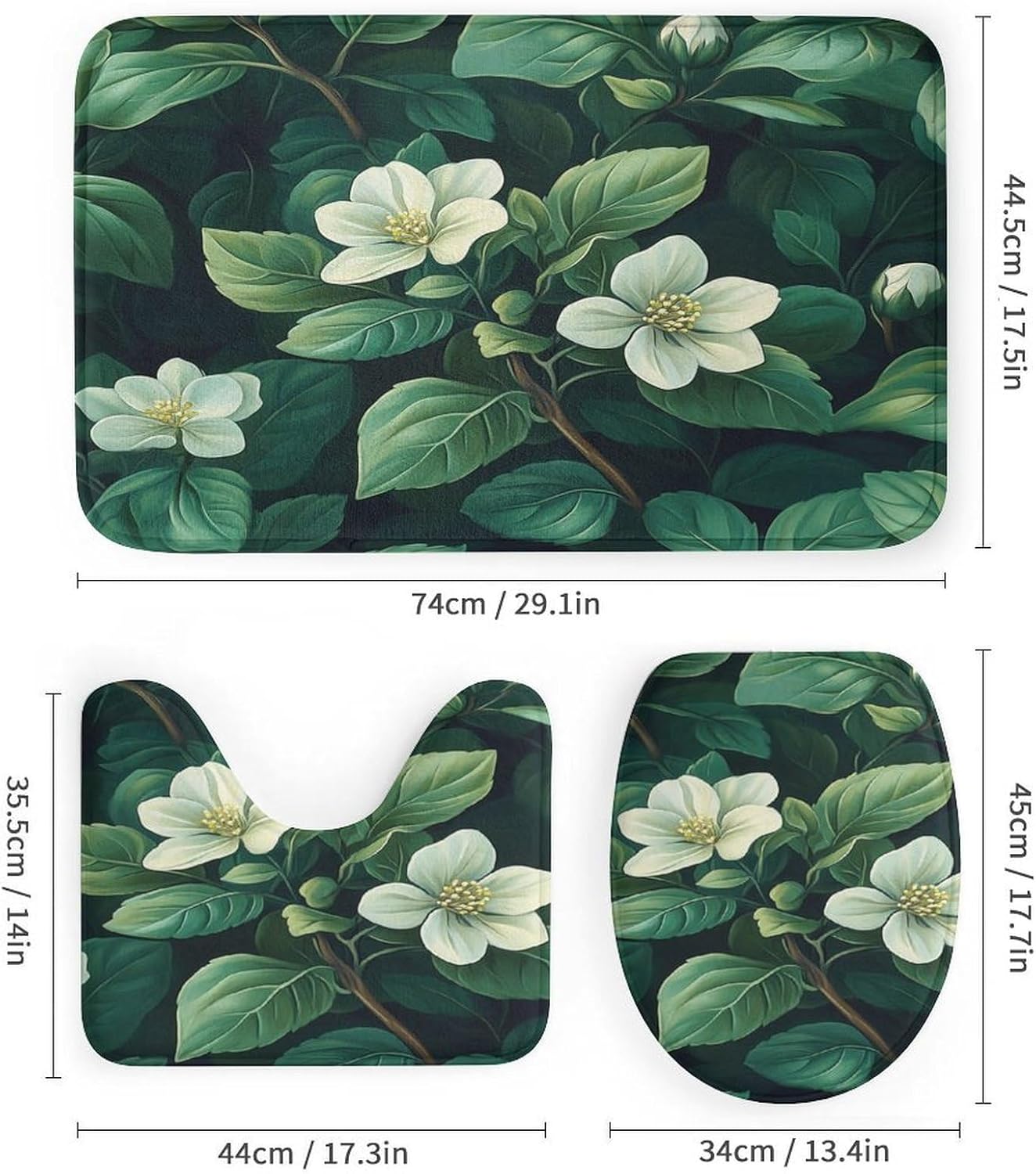 Bathroom Shower Curtain Sets with Rugs, Eucalyptus Leaves Pattern Printed on Bath Sets for Bathroom Accessories, Perfect for Bathroom Hotel Dorm Spa Home, 72 x 72 inches