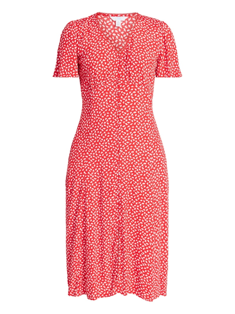Time and Tru Women's Empire Waist Midi Dress with Short Sleeves, Sizes XS-XXXL - Walmart.com Time and Tru Women's Empire Waist Midi Dress with Short Sleeves, Sizes XS-XXXL - Walmart.com