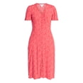 thumbnail image 5 of Time and Tru Women's Empire Waist Midi Dress with Short Sleeves, Sizes XS-XXXL, 5 of 5
