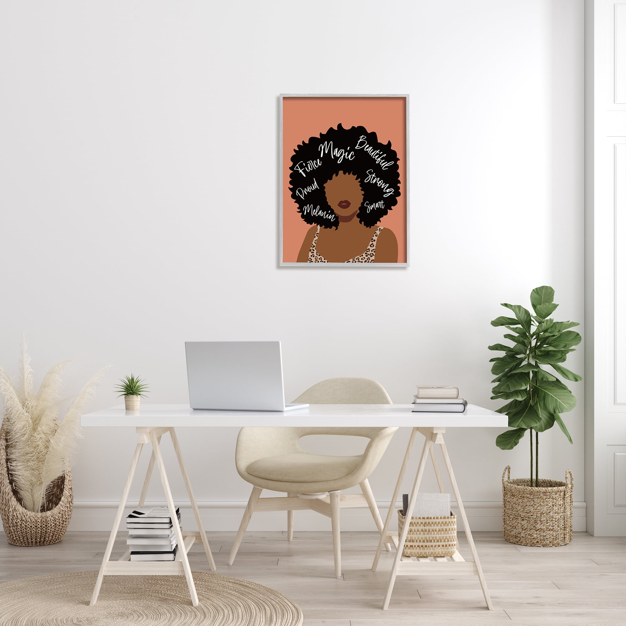 Stupell Indtries Fierce Proud Beautiful Strong Sentiments Female Hair Portrait,24 x 30,Design by JJ Design Hoe LLC