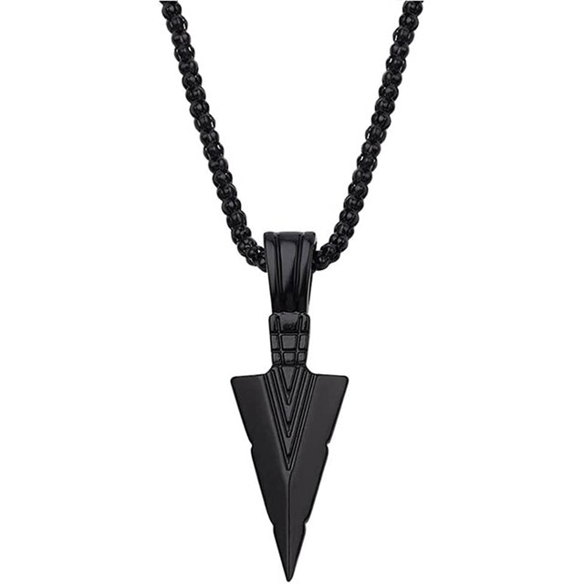 Collar con colgante de flecha JAMW para hombre hip hop punk rock negro