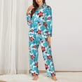 thumbnail image 2 of Balery Hawaiian Style Conjunto de Pijama con Estampado para Mujer, Conjunto de Dos Piezas con Manga Larga, Ropa de Dormir Suave con Bolsillos, Pijamas Cómodos-Small, 2 of 7