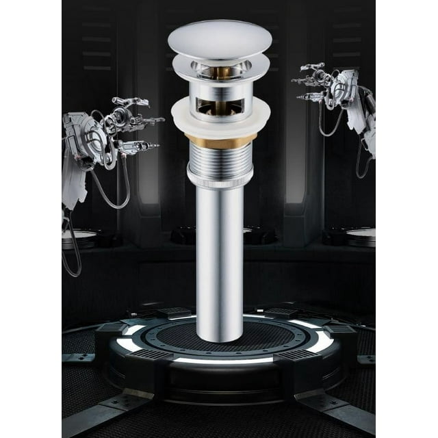 Lavabo de cobre de gran diámetro Desagüe Núcleo de resorte tipo empuje de flujo rápido Tapón de fregadero antiolor Chapado en PVD Latón resistente a la oxidación Latón duradero Hermético Sello