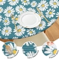 thumbnail image 4 of Blue Daisy Flower Floral Pattern Round Fitted Tablecloth with Elastic Edge,Dining Table Cover Waterproof,Outdoor Round Tablecloth for Camping,Dining,Indoor and Outdoor, 4 of 7