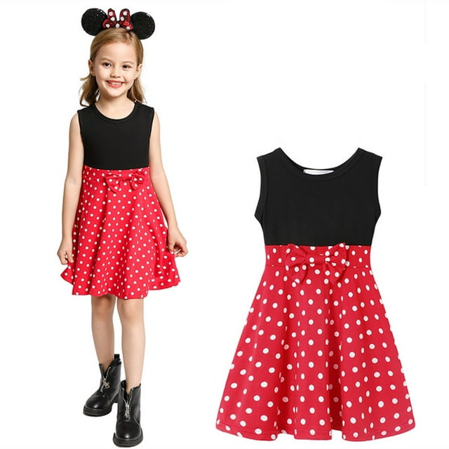 HAWEE Robe d'Été pour Fille Mickey/Minnie/Belle/Snow White Costumes de Sirène Dessin Animé Jeu de Rôle Princesse Robes Tenues Vêtements
