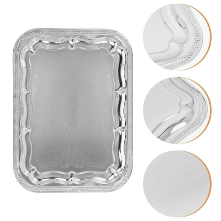 

Stainless Steel Food Plate Stainless Steel Plate Pizza Tray Fruit Snack Storage Holder Smooth Food Plate