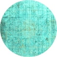 thumbnail image 1 of Ahgly Company Machine Washable Indoor Round Abstract Turquoise Blue Contemporary Area Rugs, 7' Round, 1 of 4