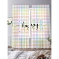 thumbnail image 4 of Sheer Curtains 84 inches Long 2 Panels Set Happy Easter Light Filtering Sheer Drapes Rod Pocket Window Curtains for Living Room/Bedroom, Spring Colorful Pastel Plaid, 4 of 8