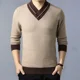 thumbnail image 5 of Suéteres de punto para hombres Jerseys de negocios empalmados Ropa de hombre beige Cuello en V Pedido Cálido Barato Invierno 2024 Diseñador Lujo Divertido X, 5 of 5
