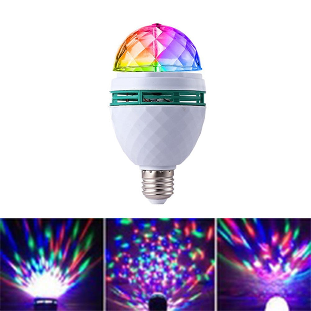 QXKE LED RGB Multi Coloured Rotating LED Light Bulb Multi Crystal