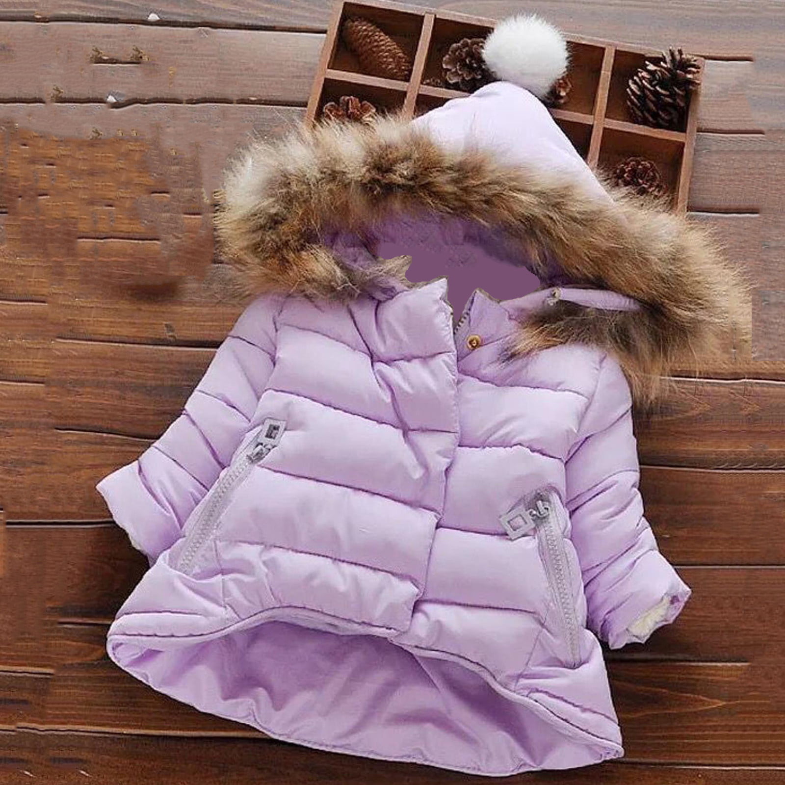 Toddler Baby Kid Boy Girl Winter Hooded Coat Jackets Windbreaker Clothes Outwear 