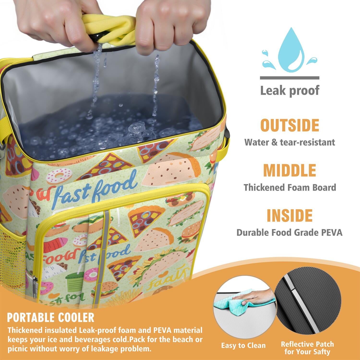 French Frie Cooler Backpack Insulated Waterproof Leak Proof Backpack Cooler Lightweight Lunch Picnic Camping Backpack Cooler for Men Women