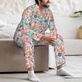 thumbnail image 7 of Yiaed Sea Creatures Print Men’s Pajamas Set - Long Sleeve Button Down Sleep Shirt and Pajama Bottoms Sleepwear Set Mens Pjs Sets Men's Pajama Bottoms-, 7 of 7