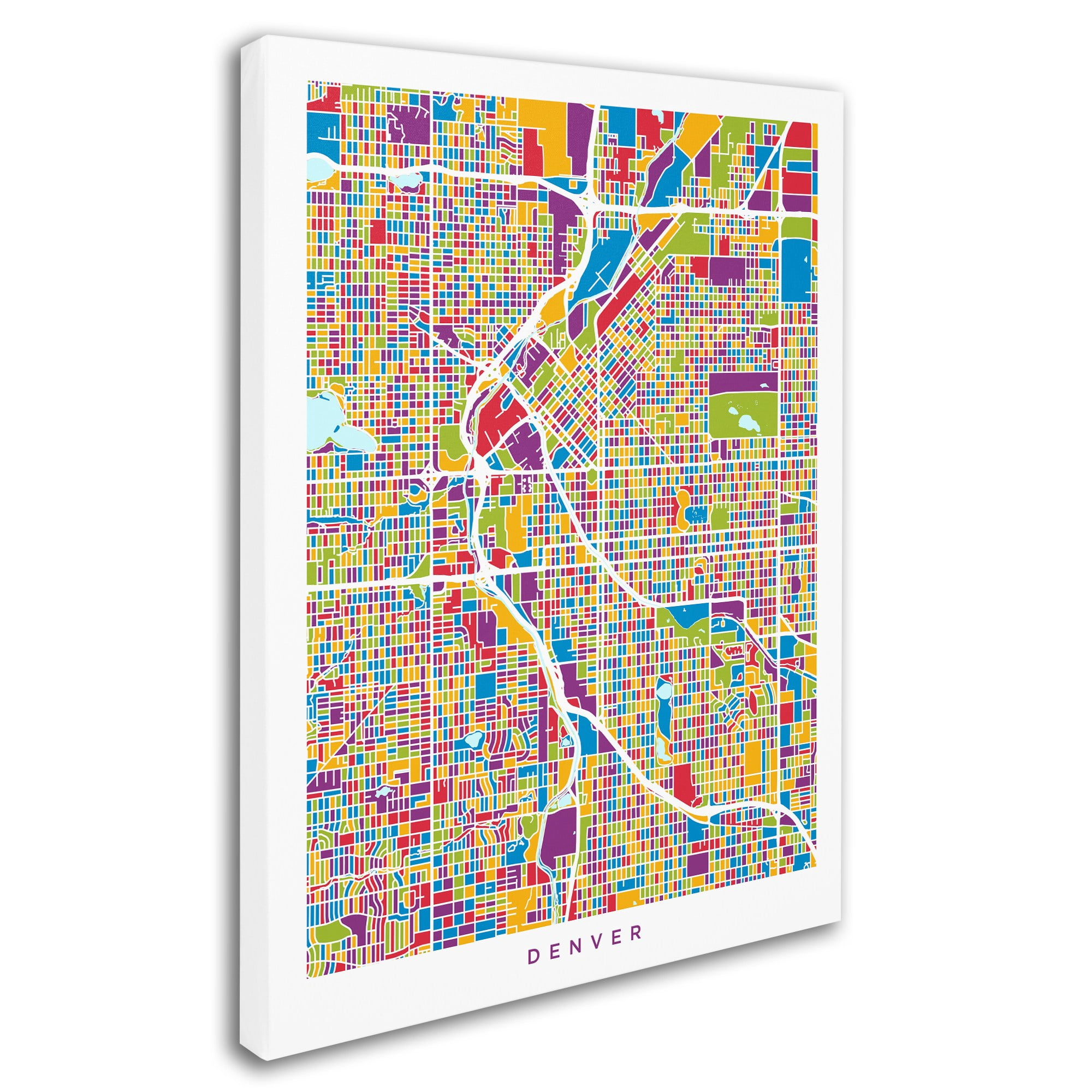Trademark Fine Art "Denver Colorado Street Map 2" Canvas Art by Michael Tompsett