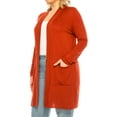 thumbnail image 2 of Women's Casual Plus Size Long Sleeve Loose Fit Solid Open Cardigan with Side Pockets, 2 of 6