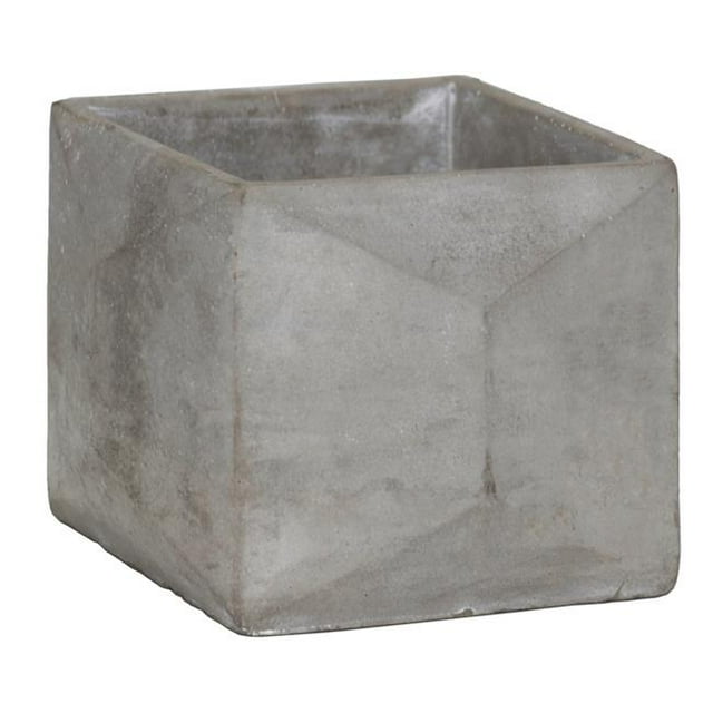 Benjara BM208222 Pot de Fleurs en Ciment avec Base Carrée et Plateau Carré - Gris