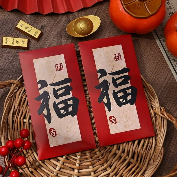 Xiao Hua Sobres rojos de Año Nuevo Chino, 12 sobres para dinero en efectivo, para Navidad, con bolsillo de la suerte - G05