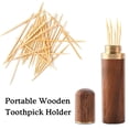 thumbnail image 2 of Portable Wooden Toothpick Storage Box Holder Toothpick Bucket Dispenser H2P0, 2 of 8