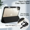 thumbnail image 3 of JETech Case for iPad mini (A17 Pro, 2024 Model, 7th Generation) / mini 6 (2021 Model, 6th Generation) with Pencil Holder, Clear Back Shell Stand Shockproof Tablet Cover, Auto Wake/Sleep (Black), 3 of 7
