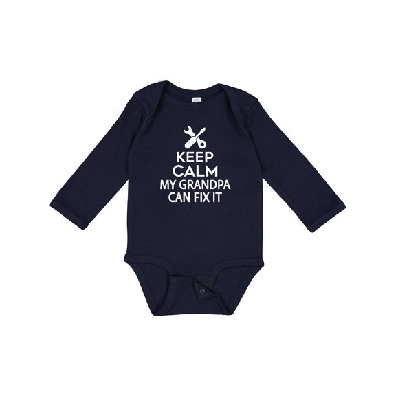 Inktastic Keep Calm My Grandpa Can Fix It Boys or Girls Long Sleeve Baby Bodysuit