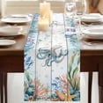 thumbnail image 3 of Table Runners 90 Inches Long Dress Scarves, Octopus Coastal Farmhouse Coffee/Dining/Kitchen Table Runner for Living Room, Summer Nautical Starfish Coral Grey Wooden 13x90 Inch, 3 of 9