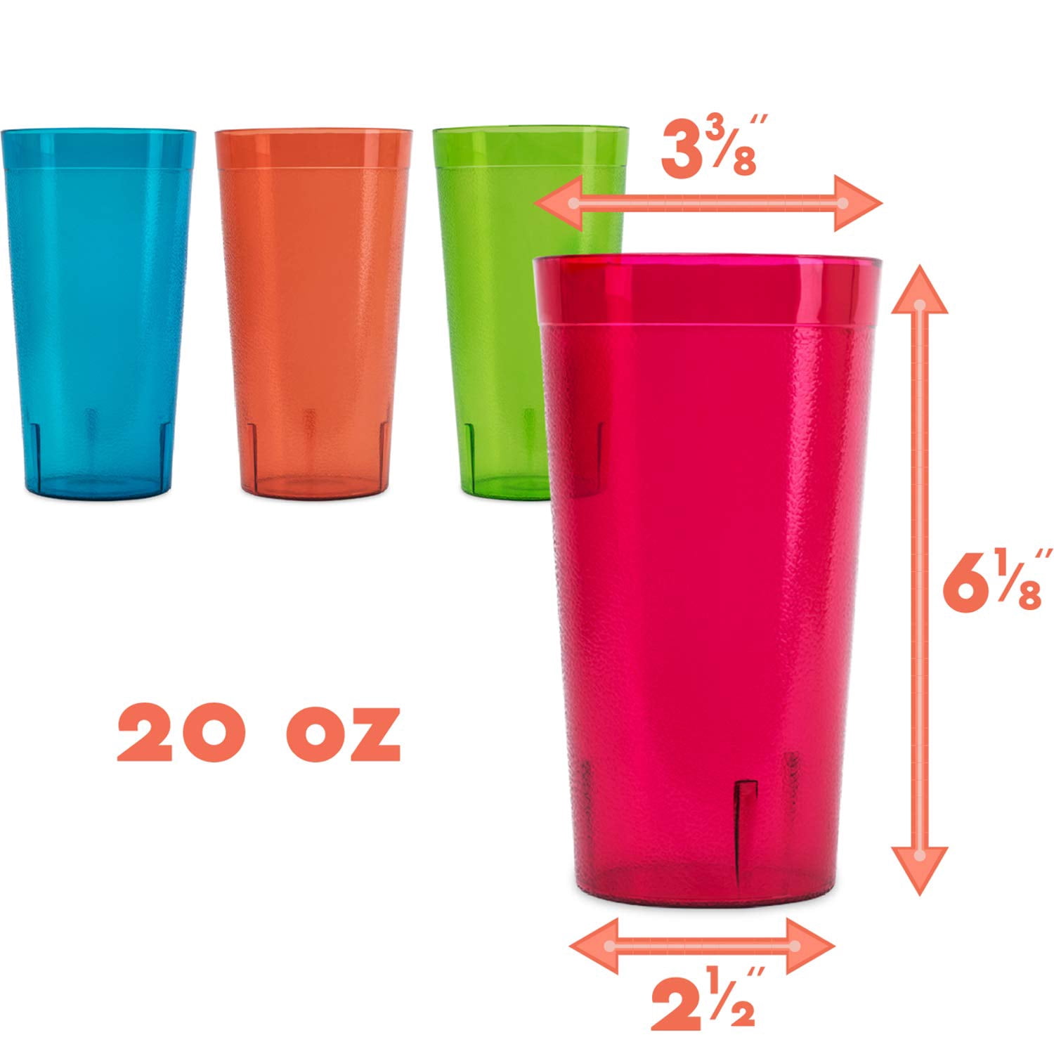 20 oz Acrylic Tumblers Set of 4 - Assorted Colors, Dishwasher Safe, Break  Resistant - Walmart.com