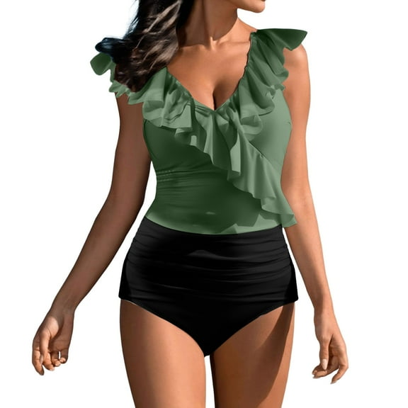 TODOZO One Piece Swimsuit Women Tummy Control Slimming Cheeky Modest 2025 Trendy Swim Suits for Women 2025 Bathing Suit for Women One Piece Slim Fit Cute Swimsuit with Chest Pad Without Brackets Plea