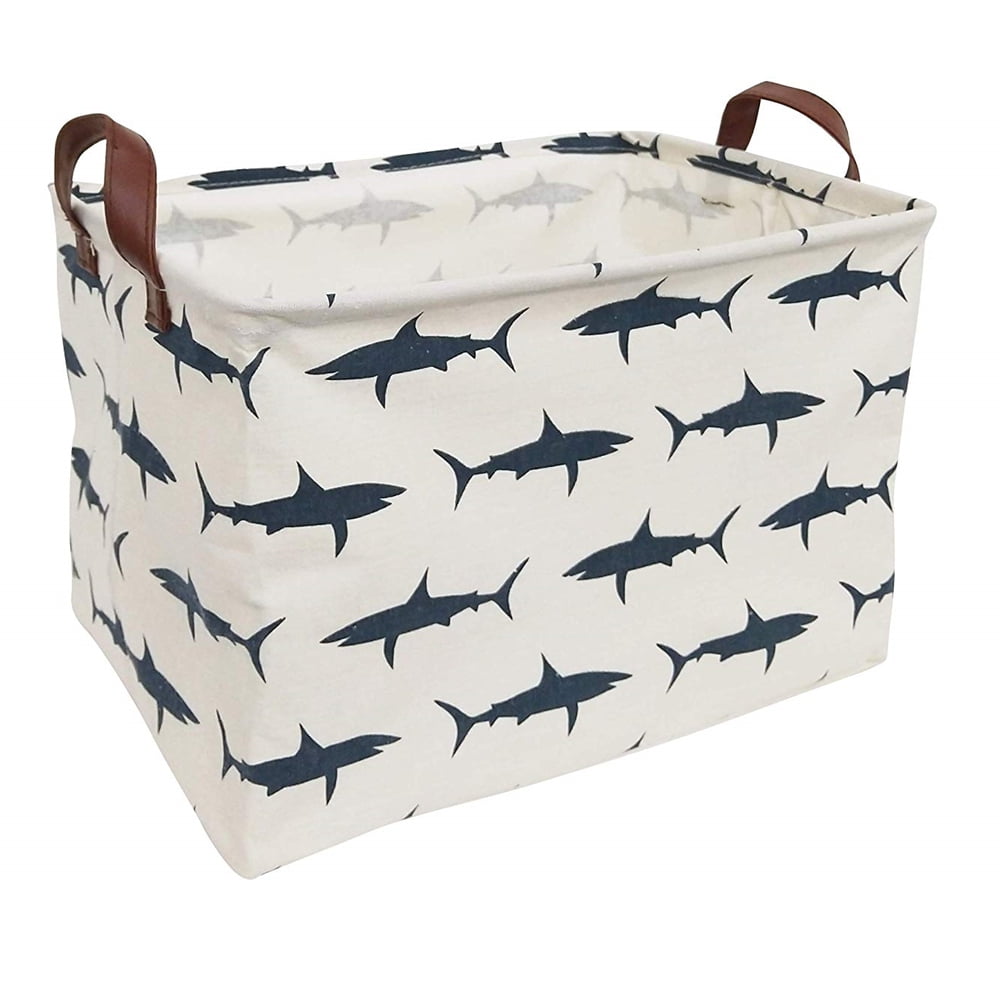 ESSME Rectangular Storage Bins, Cotton Fabric Laundry Baskets, Collapsible Waterproof Toy