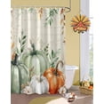 thumbnail image 3 of Fall Shower Curtain Sage Green Pumpkin Bathroom Curtains with Hooks, Waterproof Fabric Floral Autumn Eucalyptus Leaves Thanksgiving Bath Shower Curtains Set for Bathroom Bathtubs Decor 72x84 Inch, 3 of 7