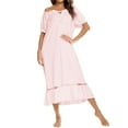 thumbnail image 4 of XIAONU Off-Shoulder Nightgown for Women Lace-Trimmed Maxi Sleep Dress Comfort Nighttime Feminine Loungewear Dress, 4 of 5